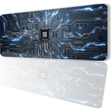 Zemira Sonictouch Çip Devre Desenli Kaymaz Masaüstü Dikişsiz Klavye Mouse Pad 32X70CM
