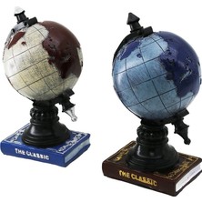 Ozkr Store Kumbara Dünya Vintage Dekoratif Biblo Kumbara Renkli 22CM Reçine