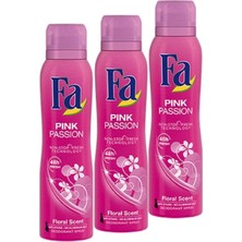 Zemira Fa Pink Passion Deodorant Sprey, Floral Scent, 150 Ml, 3'lü Set