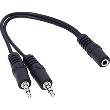 Zemira 3.5 mm Stereo Dişi / 2x3.5 mm Stereo Erkek Y Ses Kablosu, 20 Cm, Siyah