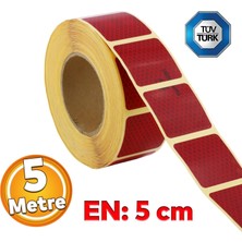 Zemira Tüvtürk Kırmızı Kesik Reflektörlü Bant Gece Parlayan 5 cm 5 mt Ikaz Fosforlu Refl