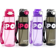 YAKUT-14013 Spor Matara 1000ML Suluk Renkli Plastik Pipetli Boyun Asmalı