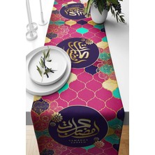Zemira Pelangi Renkli Ramadan Kareem Desenli Tutmaz Kumaş Salon Mutfak Masa Değişik Ranır R