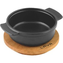 Zemira Lava,pişirme Kabı, Lv Gv 11 K4, Yuvarlak Güveç, Ahşap Altlık, Çap 11 Cm, Dökme Demir, Siyah