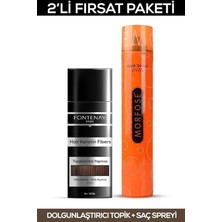 Zemira Fontenay Saç Dolgunlaştırıcı Keratin Fibers Orta Kahve Topik Saç Tozu 50GR + Saç Spreyi 2'li Set 2