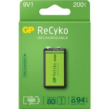 Zemira Batteries Recyko+ 200 9V Boy Ni-Mh Şarjlı Pil, 8.4 Volt, Tekli Kart