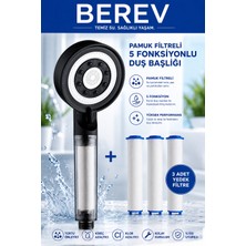 Filtreli 5 Fonksiyonlu Siyah Yüksek Basınçlı Ayarlanabilir Duş Başlığı 3 Adet Duş Başlığı Filtresi