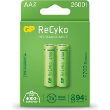 Zemira Batteries Recyko+ 2700 Aa Kalem Ni-Mh Şarjlı Pil, 1.2 Volt, 2'li Kart