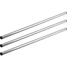 Zemira (3 Adet) Alüminyum Silindir Yuvarlak Metal Oklava 49 cm Mutfak Börek Hamur Yufka Açma Krom Renk