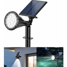 Zemira Forlife Beyaz LED Spot Güneş Enerjili Bahçe Aydınlatma Lambası, Fotoselli, Spike Aplik, 18W Su G
