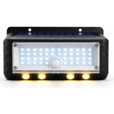 Zemira Panter Solar Hareket Sensörlü LED Duvar Lambası 3W 44 Smd Beyaz + 4 Gün Işığı Led, 300 Lümen, IP65