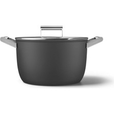 Zemira Smeg CKFC2611BLM Güveç Tavası 26 cm Kapak Siyah, Yapışmaz, Alüminyum, Taban