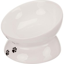Zemira Trixie Mama Su Kabı Yükseltilmiş Ergonomik Seramik 0.15LT 13 cm Beyaz