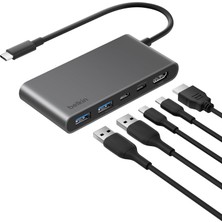 Zemira Belkin Hub, 5 Portlu, 60 Hz’de Ekran Desteği, 100W Güç Iletimi, 5gbps Veri Aktarımı,