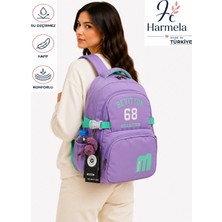Harmela 34500 Okul Çantas Unisex Okul Sırt Çantası Günlük Sırt Çantası Lila-Yeşil