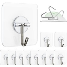 Zemira Aee® 10 Adet Şeffaf Duvar Askısı Iz Bırakmayan Güçlü Yapışkanlı Kapı Arkası Banyo Mutfak Düzenleyic