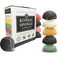 Zemira Bare Essentials Living Konjac Sünger Seti 10'lu Paket - Toplu Aktif Bambu Kömür Yüz Süngeri Yumuşak