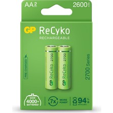 Zemira Batteries Recyko+ 2700 Aa Kalem Ni-Mh Şarjlı Pil, 1.2 Volt, 2'li Kart