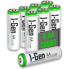 Zemira I-Gen B108 8 Adet Aa 2700 Mah Edilebilir Kalem Pil 1.2V Ni-Mh Şarjlı Pil