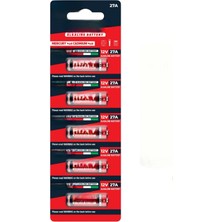 Zemira 5 Adet 27A 12V Spesifik Pil C5 27A 12 Volt Alkalin Kısa Ince Kalem Alarm Kumandası Pili (5)