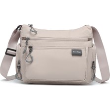 Smart Bags Bej Orta Boy Çok Cepli Su Geçirmez Ultra Hafif Kumaş Kadın Çapraz Çanta