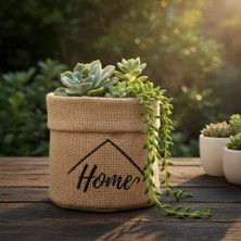 Zemira Deconox "home" Mini Jüt Saksı Kılıfı (Çap 14CM, Yükseklik 15CM) – Renk Katlanabilir Kumaş Bitk