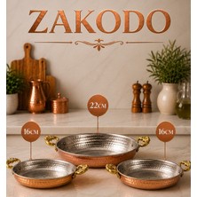 Zakodo Bakır Sahan Tava Seti 3'lü El DÖVME(22CM-16CM-16CM)