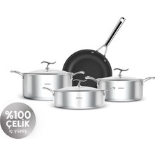 Zemira Plasma Steel 3ply 316+ 7 Parça Tencere Seti Ind