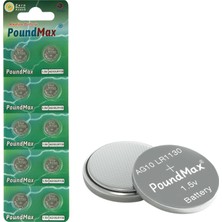 Zemira 10 x Poundmax AG10, LR54,1,5V Alkalin Düğme Pil