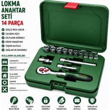 Bosch-1 600 A02 By0 Set 1/4" 14 Adet 6gen Anahtar 431 Lokma Mafsal Lokma Uç Uzatma Kol Cırcır Kolu