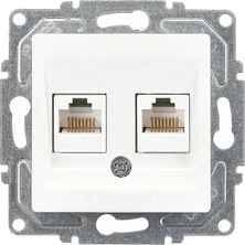 Zemira Eqona Radius Neoline Ikili Data Prizi (2 x RJ45 CAT5E), Beyaz (Mekanizma + Tuşkapak)
