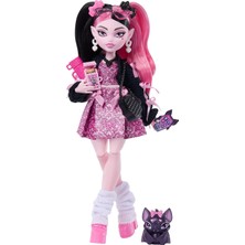 Zemira High Bebek, Draculaura Pembe Fiyonklu Elbise Siyah Hırka Evcil Hayvan Yarasa Sayısı Muht