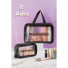 Zemira Porsima 2li Şeffaf Seyahat Makyaj Çantası Su Geçirmez Organizer Washbag, 3140-42 Siyah