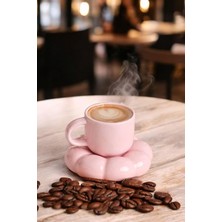 Zemira Mithra Life 95 ml Papatya Şekilli Seramik Pembe Türk Kahvesi Fincan Takımı MIT1158