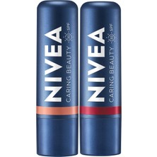 Zemira Nivea Kırmızı Renkli Dudak Bakım Kremi Nude Renkli Dudak Bakım Kremi, SPF30, Dudak Yanaklar I