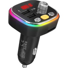 Zemira S-Link SL-BT306 Çift USB 5V 3.1A Rainbow Işıklı LED Ekran Tf Kartlı V5.0 Fm Transmitter