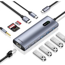 Zemira Rocoren 11 Portlu 30Hz Gigabit Ethernet Sd Tf Kart Okuyuculu 3.5mm USB Hub Çoklayıcı