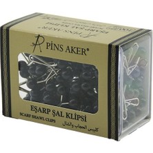 Pins Aker Scarf Shawl Eşarp Başörtü ve Şal Klipsi ŞK-100 100 Adet Siyah Boncuklu