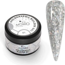 Zemira Holographic Builder Gel, Nail Için Protez Tırnak Jeli No.01, Glitter Gümüş Simli, 10 gr