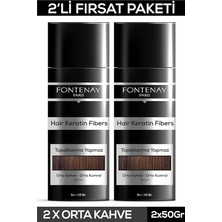 Zemira Fontenay Saç Dolgunlaştırıcı Keratin Fibers Orta Kahve Topik Saç Tozu 50GR X2
