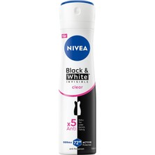 Zemira Nivea Kadın Sprey Deodorant Black&white Invisible Clear 150 Ml,72 Saat Terleme Ter Kokusuna Karş