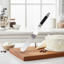 Zemira Deconox 32 cm Siyah Çelik Pasta Sıvama Spatulası - Profesyonel Krema, Ganaj Hamur Spatulası
