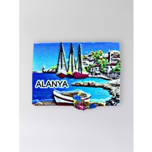 Mundy Alanya Polyester Kabartmalı Magnet 7 cm x 5 cm Dekoratif Hediyelik Buzdolabı Süsü (KOD:1728)