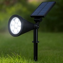 Zemira 7W Solar LED Bahçe Armatürü 6400K Beyaz Işık – Güneş Enerjili Kazıklı & Duvar Montajlı Çim Aydınlat