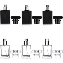 Zemira Luojery 6'lı Paket 30 ml / 1 Oz Şeffaf Siyah Doldurulabilir Parfüm Şişesi, Taşınabilir Kare Boş Cam