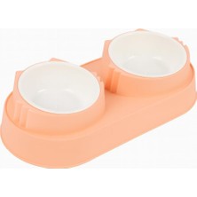Zemira Çift Hazneli Plastik Mama Su Kabı – Pembe – Kaymaz Tabanlı, Dayanıklı & Hijyenik – Kedi/köpek Ma