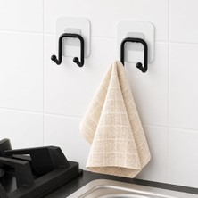 Zemira Alper Banyo 2’li Güçlü Kancalı Askılık Siyah – Yapışkanlı Duvar Askısı, Delmeden Montajlı Havlu
