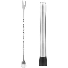Zemira Xspring Kokteyller Için Karıştırıcı, Paslanmaz Çelik 25 cm Kokteyl Ezici Karıştırma Kaşığı, Ev B
