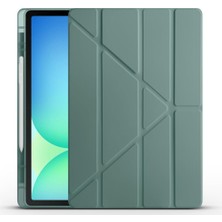 Zemira Zore Tab S10 Fe Plus Zore Tri Folding Kalem Bölmeli Standlı Koyu Yeşi