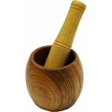 Zemira Ahşap Bambu Havan Sarımsak Dövücü, 8cm Çap, 5.5cm Derinlik, 9.5cm Yükseklik, Fileli Ambalaj